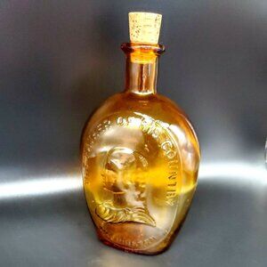 Wheaton NJ Glass Bottle. "The Father of His Country" Washington Amber Vintage